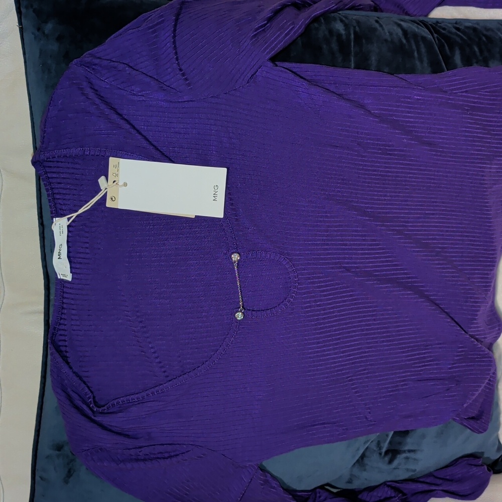 Mango Purple Ribbed Knit Top
